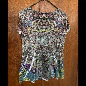 Apt 9 silky shirt with satin and bead accents